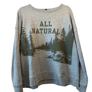 J. Crew Gray 'All Natural' Graphic Sweatshirt Size Large Oversized